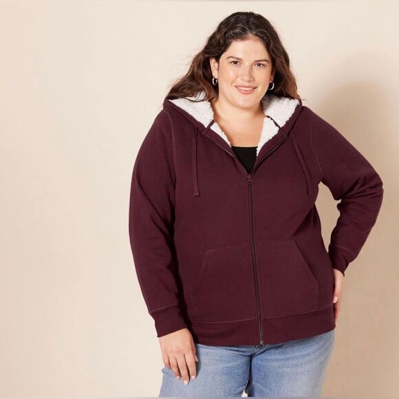 Amazon Essentials Women's Sherpa-Lined Fleece Full-Zip Hooded Jacket - Picture 6 of 7